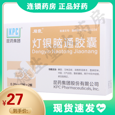 络泰 灯银脑通胶囊 0.26g*24粒/盒用于中风中经络瘀血阻络证