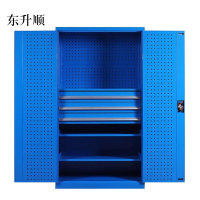 东升顺工具柜加厚铁皮储物柜工厂车间用带抽屉汽修多功能收纳柜通门内三抽柜蓝色