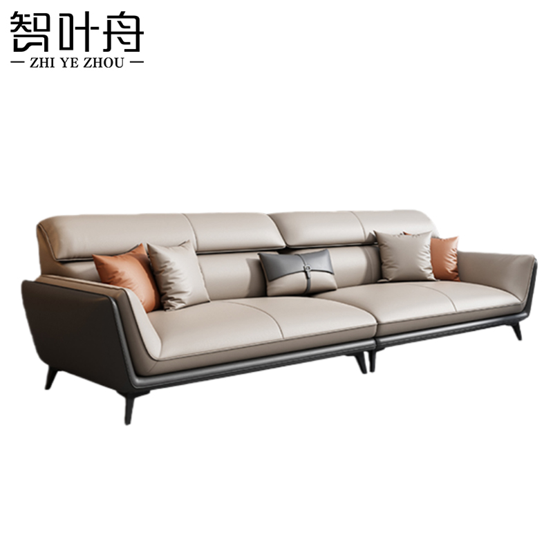 智叶舟皮艺沙发四人位280*90*85cm张