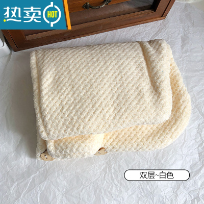 敬平干发帽女吸水速干包头巾擦头发毛巾加厚新款长发洗头浴帽器 白色-双层干发帽