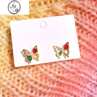 JiMi太美了吧!蝴蝶锆石耳环轻奢高级感耳钉小巧精致耳夹女无耳洞耳饰