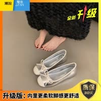 聚范法式银色糖果鞋浅口女鞋夏晚晚瓢鞋子内增高蝴蝶结芭蕾单鞋女包头