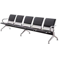 锦北 钢制排椅机场椅加固加厚长椅候诊椅连排输液等候椅B款五人位皮面