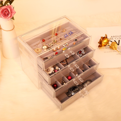 首饰盒手饰品收纳盒耳钉环项链绒布法耐(FANAI)整理盒口红格耳饰戒指置物托盘