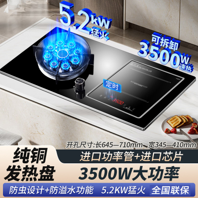 欢呼好太太气电两用燃气灶灶具 双眼灶煤气灶双眼灶气电灶3500W电磁炉打火灶左气右电 天然气灶A028
