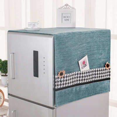 布莱梦冰箱盖布双开防尘布冰箱顶防尘盖布冰箱布盖巾欧式冰箱防尘罩子783号-浅蓝单开55*140cm