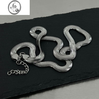 JiMi宽版蛇骨链项链男女情侣ins冷淡风钛钢不掉色嘻哈潮酷小众锁骨链