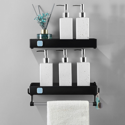 卫生间浴室纳丽雅(naliya)壁挂式厕所墙上架子多功能洗澡镂空毛巾挂架