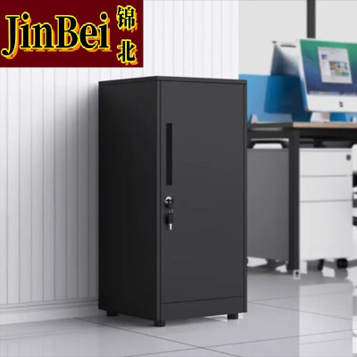 锦北办公室文件柜抽屉储物柜收纳边柜带锁小柜子85高单门柜(纯黑)