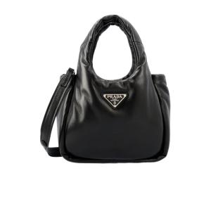 普拉达(PRADA)女士单肩包时尚小巧手提斜挎包皮质三角徽标百搭配 黑色