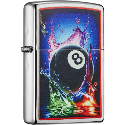 Zippo芝宝打火机美国进口防风煤油打火机台球潮流彩绘29295-000018幸运黑8幸运黑8（新机无油）