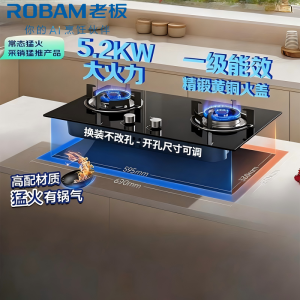 老板(Robam)[星辰系列]燃气灶家用双灶嵌入式煤气灶5.2kW可调节小尺寸灶具灶台猛火灶 20B2A天然气