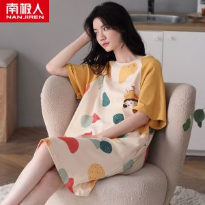 睡裙女士夏季短袖长款连衣裙2023新款卡通夏天睡衣薄款