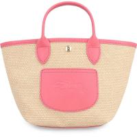 Longchamp珑骧编织草编手提斜挎两用包女包拼皮按扣翻盖手拿包