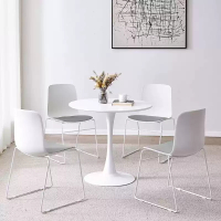 易企采 一桌(70CM)四椅 简约洽谈桌椅组合会客接待休闲桌椅创意商务小圆桌