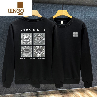 YANXU高端潮牌字母印花卫衣男2023年新款男士百搭宽松圆领长袖上衣