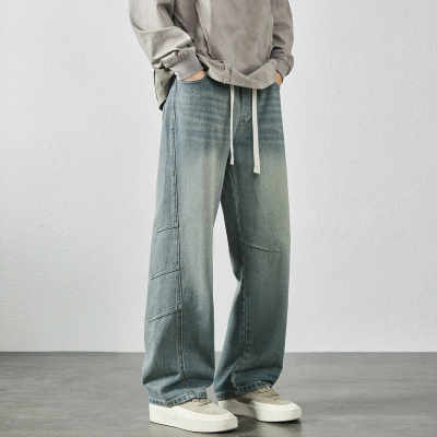 美式复古水洗牛仔裤男款宽松直筒春秋季新款高街阔腿休闲长裤