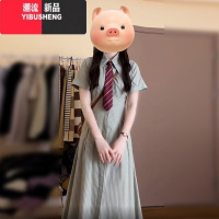 YIBUSHENG学院风衬衫连衣裙子女季2024新款小个子收腰显瘦小众设计感长裙