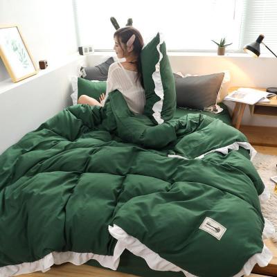 家柏饰(CORATED)款磨毛四件套床品套件简约床单被套宿舍三件套小香风床上用品