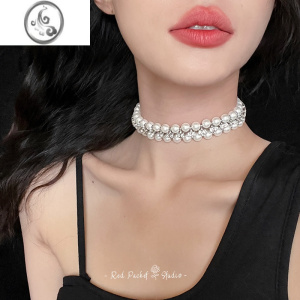 JiMi红口袋法式复古编织排钻珍珠多层项链颈链choker短款项圈新娘饰品 罗马假日