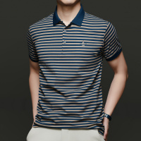 2025夏季男士短袖T恤薄款翻领商务休闲POLO衫半袖时尚条纹代