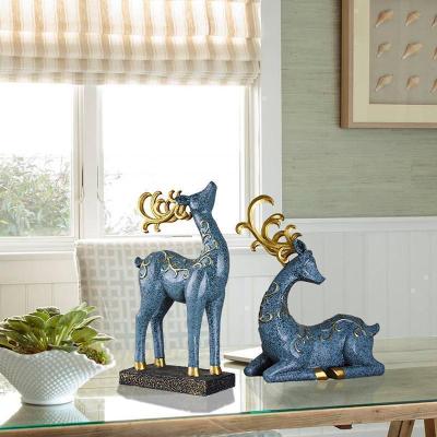 美帮汇创意鹿摆件欧式客厅家居装饰品玄关酒柜电视柜摆设现代家装工艺品