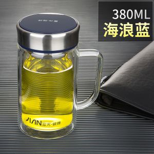 富光双层玻璃杯大容量过滤泡茶杯家用办公耐热带手柄水杯定制logo