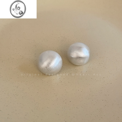 JiMi法式复古拉丝圆球耳钉女小众设计感高级气质耳环2022年新款潮耳饰