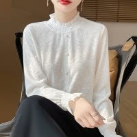木耳边打底衫衣内搭针织花边针织春季T恤长袖上衣洋气可外穿