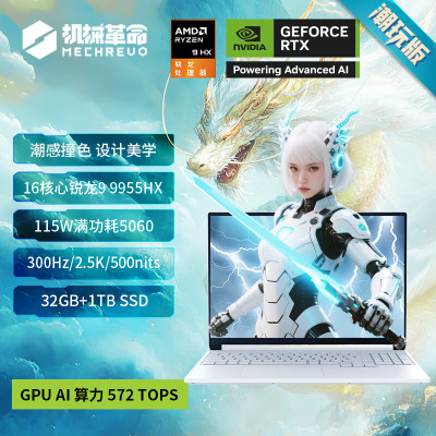 机械革命(MECHREVO)蛟龙16Pro 潮玩版 2025款 16英寸旗舰游戏本 强芯学生设计笔记本电脑锐龙版R9-9955HX RTX5060 64G 2T 2.5K 定制 白