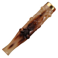 大将军牦牛角雕刻烟嘴 粗细烟转换 加长过滤芯拉杆型可拆洗烟具 男士礼品