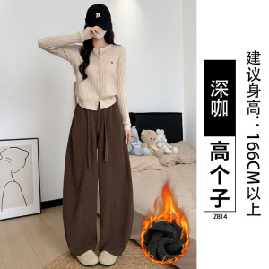 加绒裤女新款秋冬加厚高腰休闲慵懒小个子灯芯绒阔腿裤子