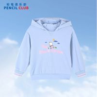 [1件3折]秋季新款女童带帽长袖T恤撞色罗纹袖口连帽T恤趣味卡通图