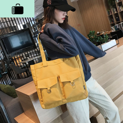 ins帆布包女单肩韩国简约百搭chic手提包学生原宿ulzzang帆布袋潮NEW LAKE