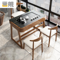 晋舰阳台茶桌椅组合家用小茶台新中式茶桌简约小户型茶几1.15米玄驹茶桌+3软包月牙椅