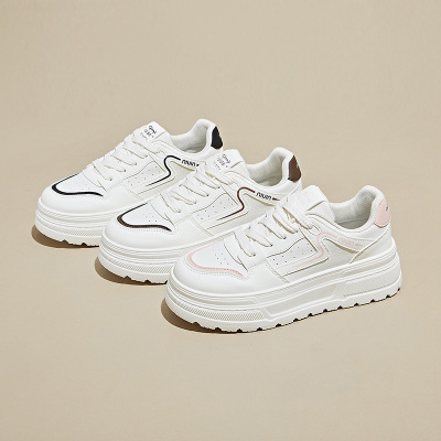 ins韩版新款小白鞋女秋季跑步皮面透气休闲增高_1_115