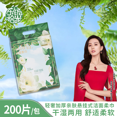 东纺拾光 DF1003 20*20cm 轻奢加厚亲肤悬挂式洁面柔巾 1片/包 200片/提(计价单位:提)绿色