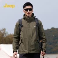 jeep吉普两件套羽绒服男款2024冬三合一女登山服防风冲锋夹克男