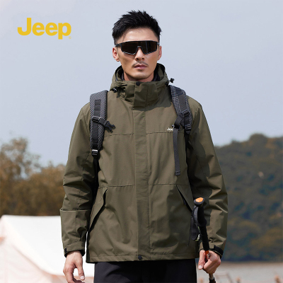 jeep吉普两件套羽绒服男款2024冬三合一女登山服防风冲锋夹克男