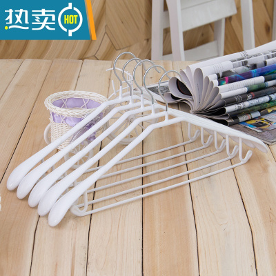 敬平浸塑防滑衣架塑料衣架宽肩衣架衣架子衣撑衣服架10个