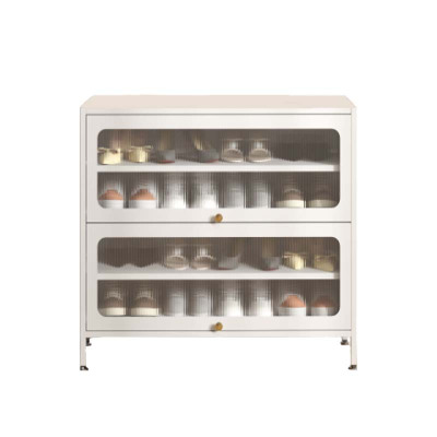 铭威盾家用门口鞋柜新款2024室内入户储物柜一体翻门钢制2门4层80宽-白