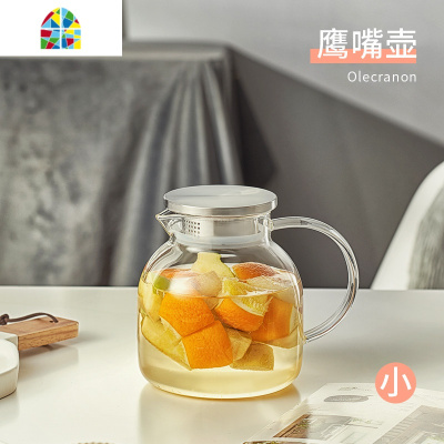 凉水壶玻璃茶壶耐热防爆凉白开冷水壶可高温家用扎壶水壶水杯套装 FENGHOU 1.6L水滴壶