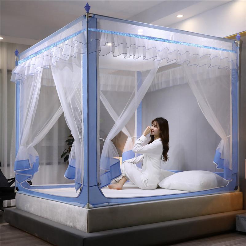 美帮汇蚊帐拉链蒙古包公主风1.5米1.8m床双人家用儿童防摔支架夏季纹帐2