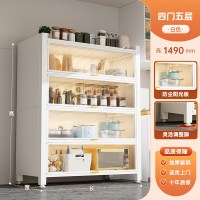厨房置物架落地多层收纳柜子微波炉家用带门多功能橱柜防尘储物柜