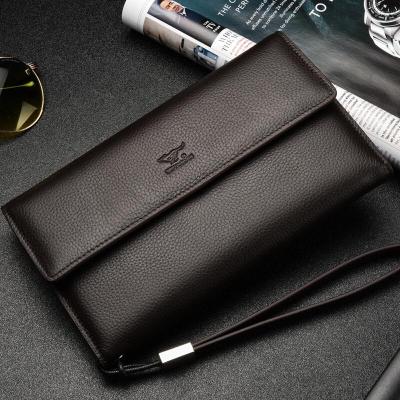 七匹狼男士手包长款拉链钱包手包男真皮手拿包男牛皮手机多功能大容量