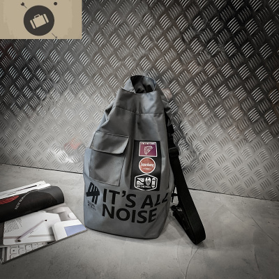 潮牌ins背包男双肩包书包女韩版高中高街风学生书包旅行大容量艾狄伊娃深灰色收藏购送飘带一份