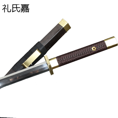 礼氏嘉黑檀木羽毛纹覆土烧刃八面汉剑工艺品刀剑兵器未开刃摆件