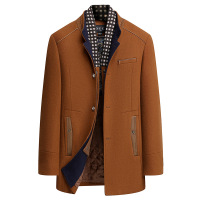 欧美主推男士羊毛呢子大衣加棉加厚围巾领外套男装上衣呢外套