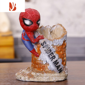 三维工匠卡通笔筒创意时尚可爱个性小学生桌面摆件文具用品六一儿童节礼物 蜘蛛侠圆形