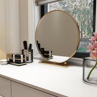 森美人北欧圆形梳妆台镜子风化妆镜公主镜台式座镜家用桌面镜子